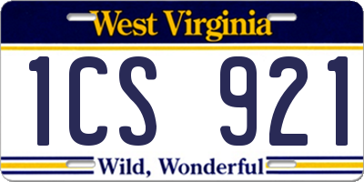 WV license plate 1CS921