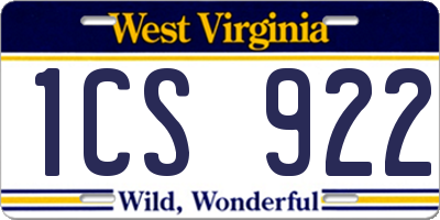 WV license plate 1CS922