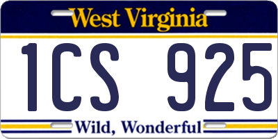 WV license plate 1CS925