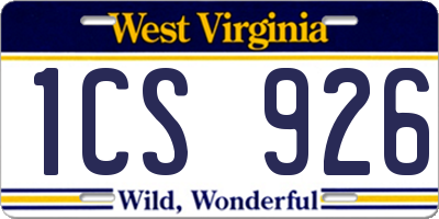 WV license plate 1CS926