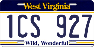 WV license plate 1CS927