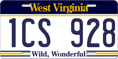 WV license plate 1CS928