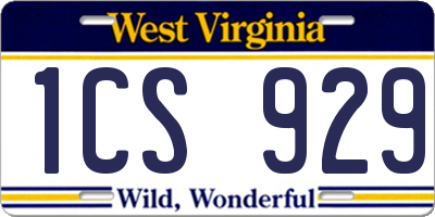 WV license plate 1CS929