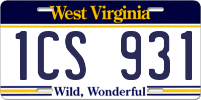 WV license plate 1CS931