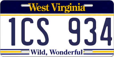 WV license plate 1CS934