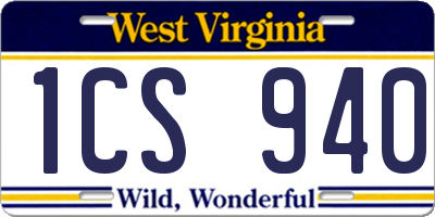 WV license plate 1CS940