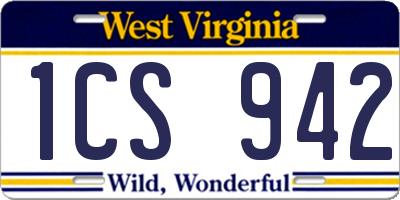 WV license plate 1CS942