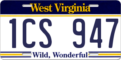 WV license plate 1CS947