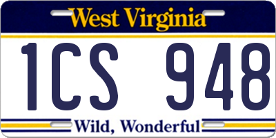 WV license plate 1CS948