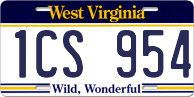 WV license plate 1CS954