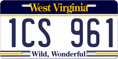 WV license plate 1CS961