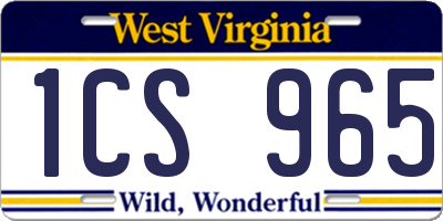 WV license plate 1CS965