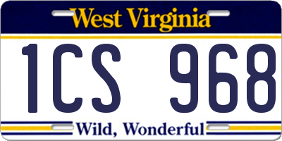 WV license plate 1CS968