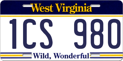 WV license plate 1CS980