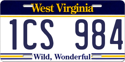 WV license plate 1CS984