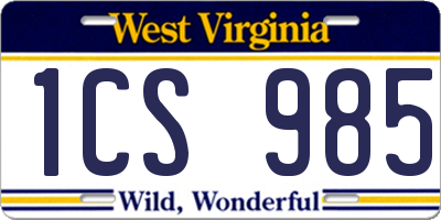 WV license plate 1CS985