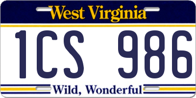 WV license plate 1CS986