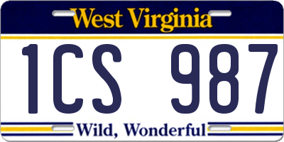 WV license plate 1CS987