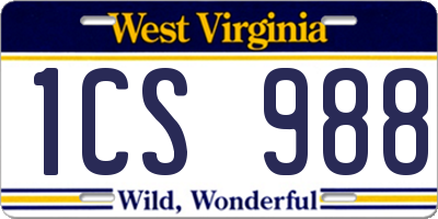 WV license plate 1CS988