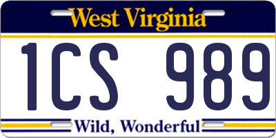 WV license plate 1CS989