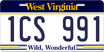 WV license plate 1CS991