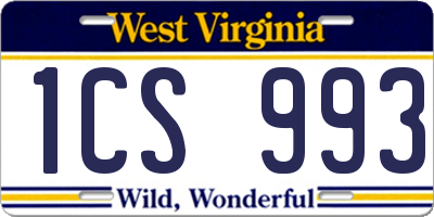 WV license plate 1CS993