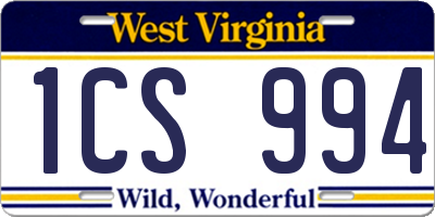 WV license plate 1CS994