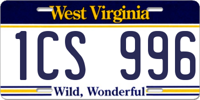 WV license plate 1CS996
