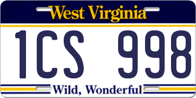 WV license plate 1CS998