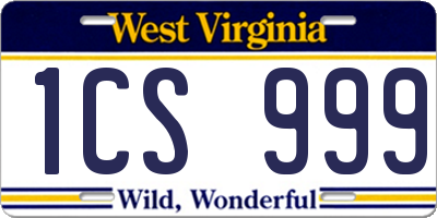 WV license plate 1CS999