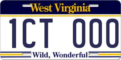 WV license plate 1CT000