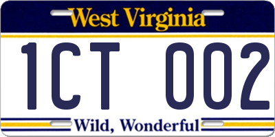 WV license plate 1CT002