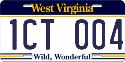 WV license plate 1CT004