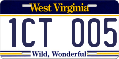 WV license plate 1CT005