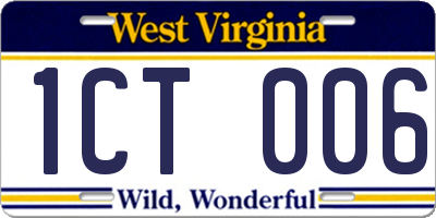 WV license plate 1CT006