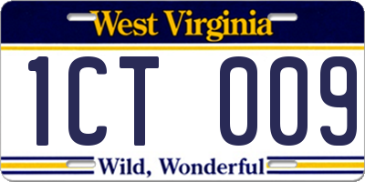 WV license plate 1CT009
