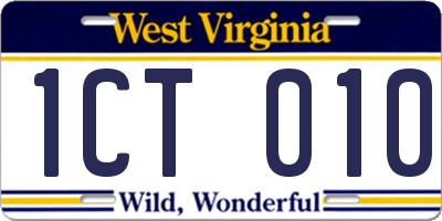 WV license plate 1CT010