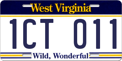 WV license plate 1CT011