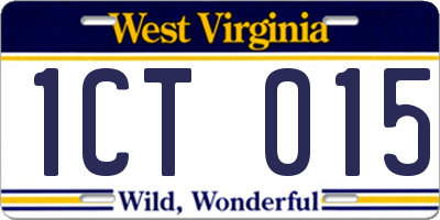 WV license plate 1CT015