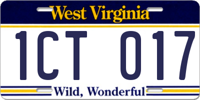WV license plate 1CT017