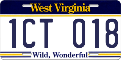 WV license plate 1CT018