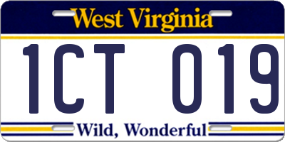WV license plate 1CT019