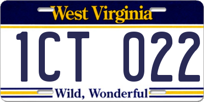 WV license plate 1CT022