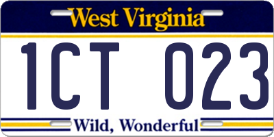 WV license plate 1CT023