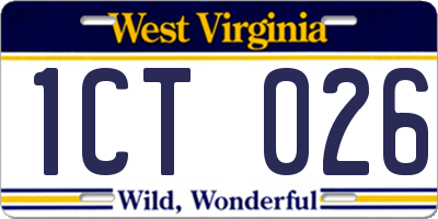 WV license plate 1CT026