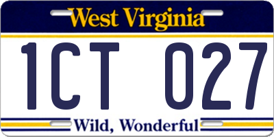 WV license plate 1CT027