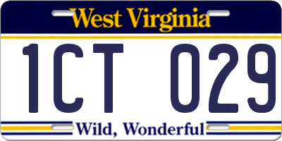 WV license plate 1CT029