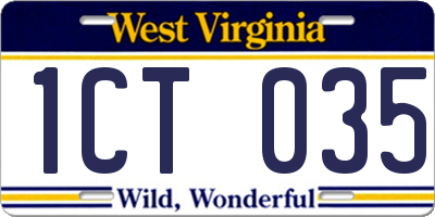 WV license plate 1CT035