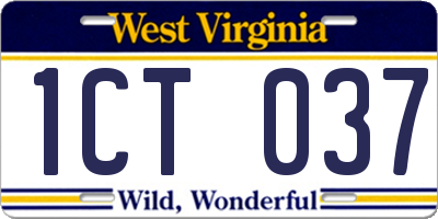 WV license plate 1CT037