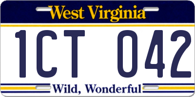 WV license plate 1CT042